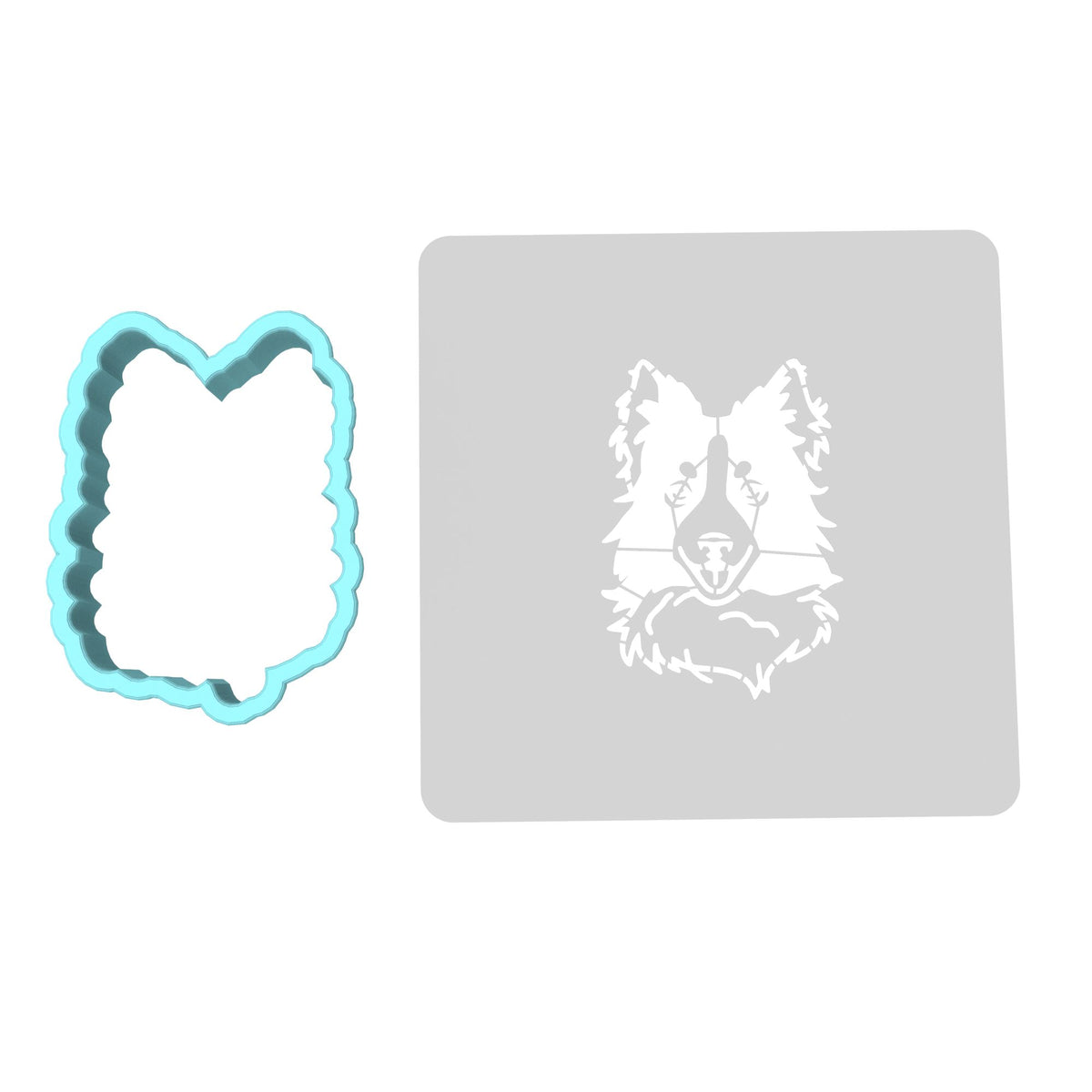 Border Collie Cookie Cutter | Stamp | Stencil #1 Animals & Dinosaurs Cookie Cutter Lady MINI - 2 Inches (5cm) **BUNDLE** Cutter + Stencil 