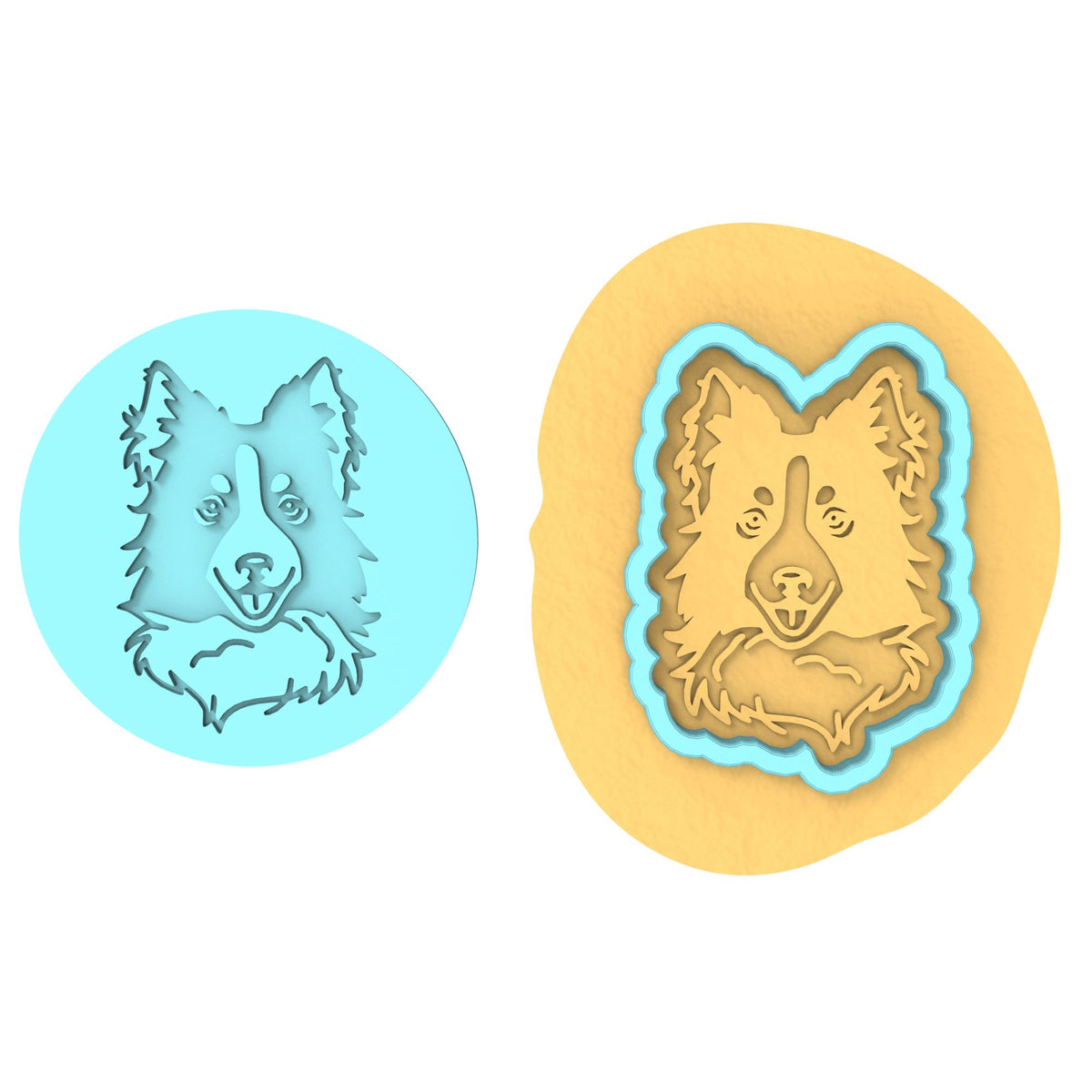 Border Collie Cookie Cutter | Stamp | Stencil #1 Animals & Dinosaurs Cookie Cutter Lady MINI - 2 Inches (5cm) **BUNDLE** Cutter + Debosser 