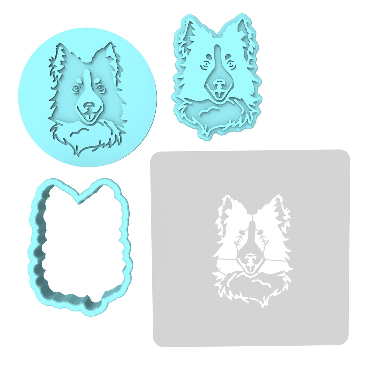 Border Collie Cookie Cutter | Stamp | Stencil #1 Animals & Dinosaurs Cookie Cutter Lady MINI - 2 Inches (5cm) **FULL SET BUNDLE** Cutter + Stamp + Stencil + Debosser **BEST DEAL** 