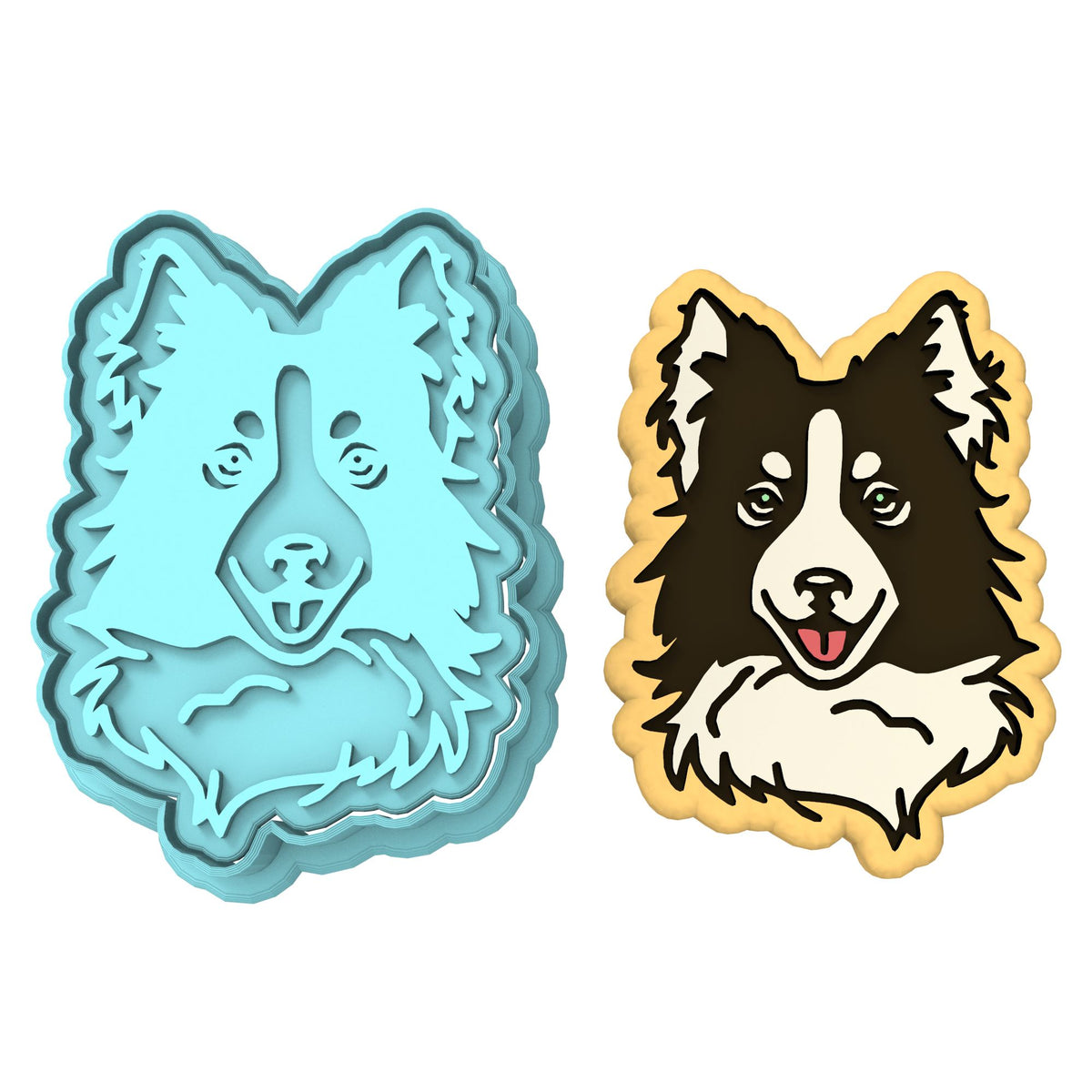 Border Collie Cookie Cutter | Stamp | Stencil #1 Animals & Dinosaurs Cookie Cutter Lady MINI - 2 Inches (5cm) **BUNDLE** Cutter + Stamp 
