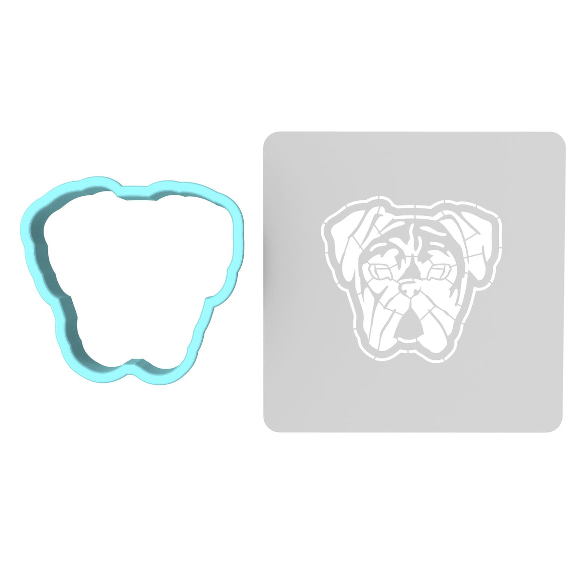 Boxer Cookie Cutter | Stamp | Stencil #1 Animals & Dinosaurs Cookie Cutter Lady MINI - 2 Inches (5cm) **BUNDLE** Cutter + Stencil 