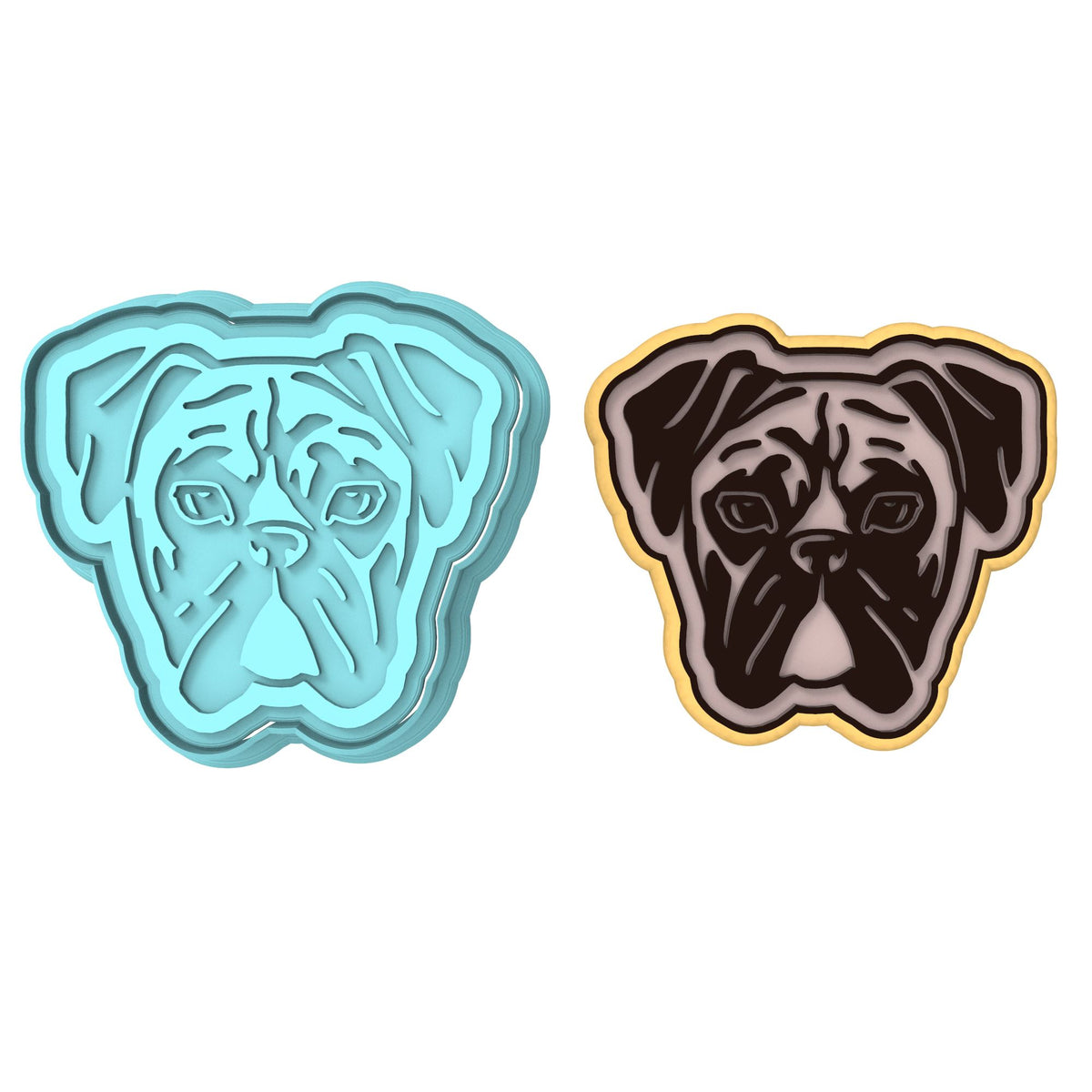 Boxer Cookie Cutter | Stamp | Stencil #1 Animals & Dinosaurs Cookie Cutter Lady MINI - 2 Inches (5cm) **BUNDLE** Cutter + Stamp 