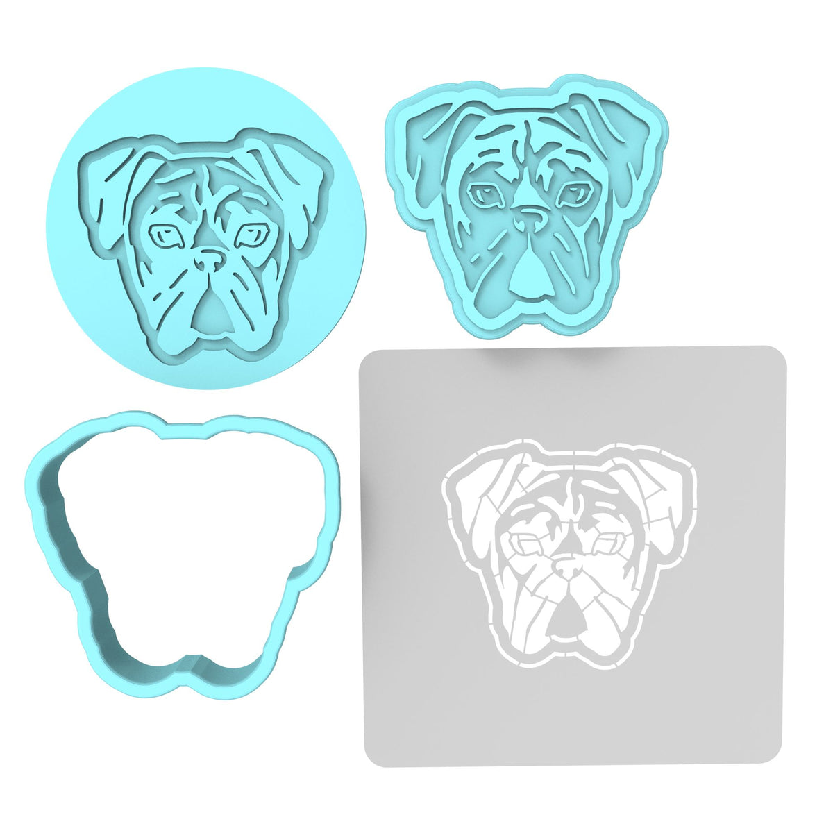 Boxer Cookie Cutter | Stamp | Stencil #1 Animals & Dinosaurs Cookie Cutter Lady MINI - 2 Inches (5cm) **FULL SET BUNDLE** Cutter + Stamp + Stencil + Debosser **BEST DEAL** 