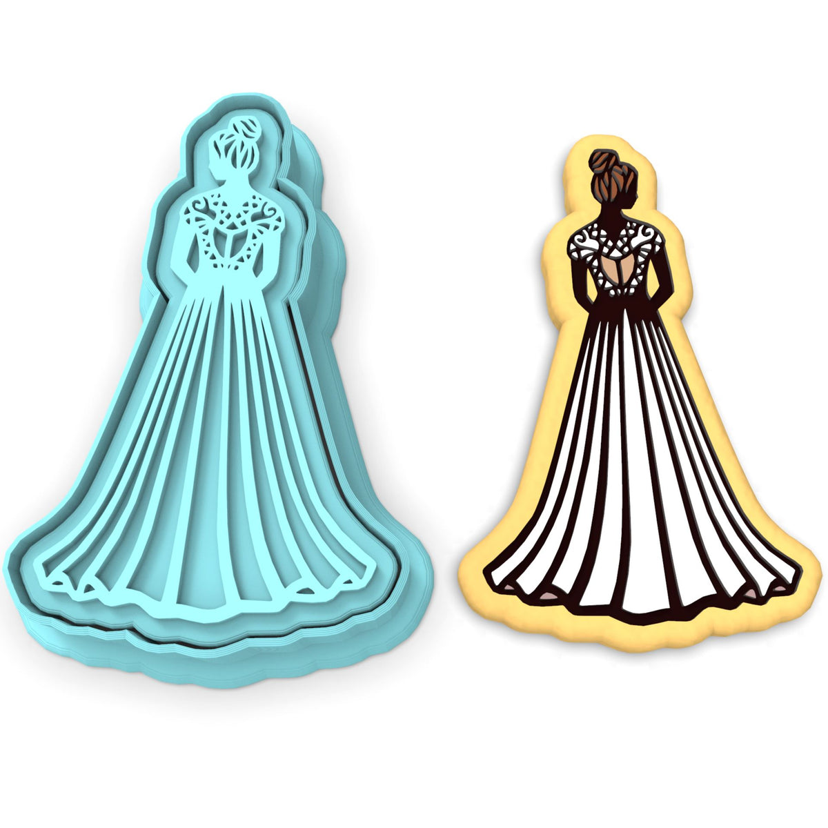 Bride in Dress Cookie Cutter | Stamp | Stencil #3