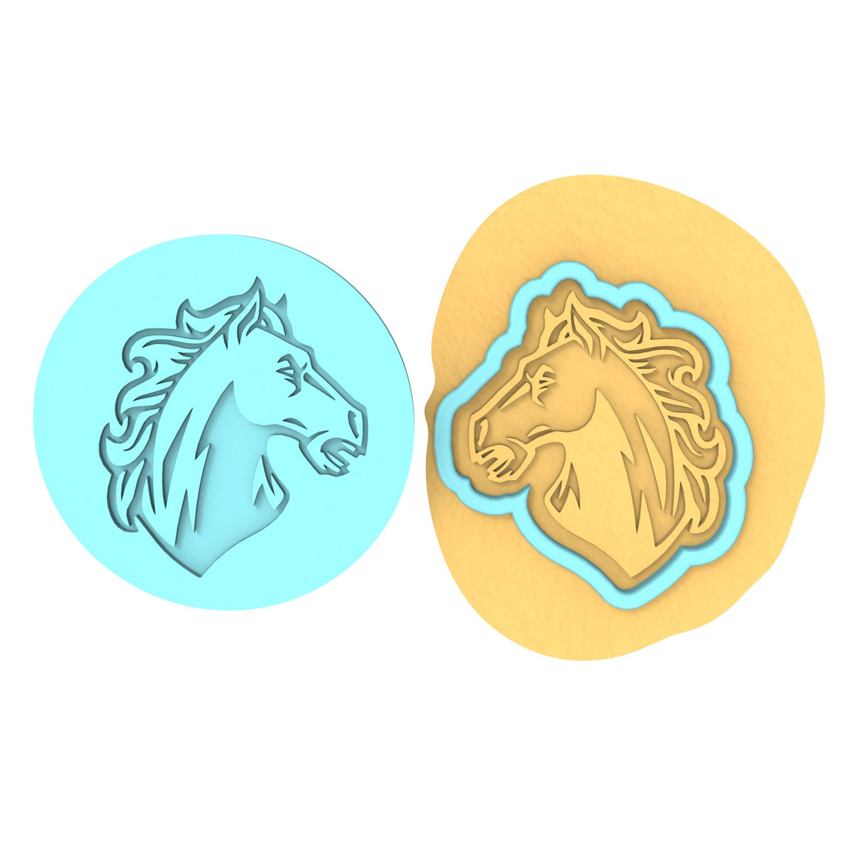 Bronco Cookie Cutter | Stamp | Stencil #1 Animals & Dinosaurs Cookie Cutter Lady MINI - 2 Inches (5cm) **BUNDLE** Cutter + Debosser 
