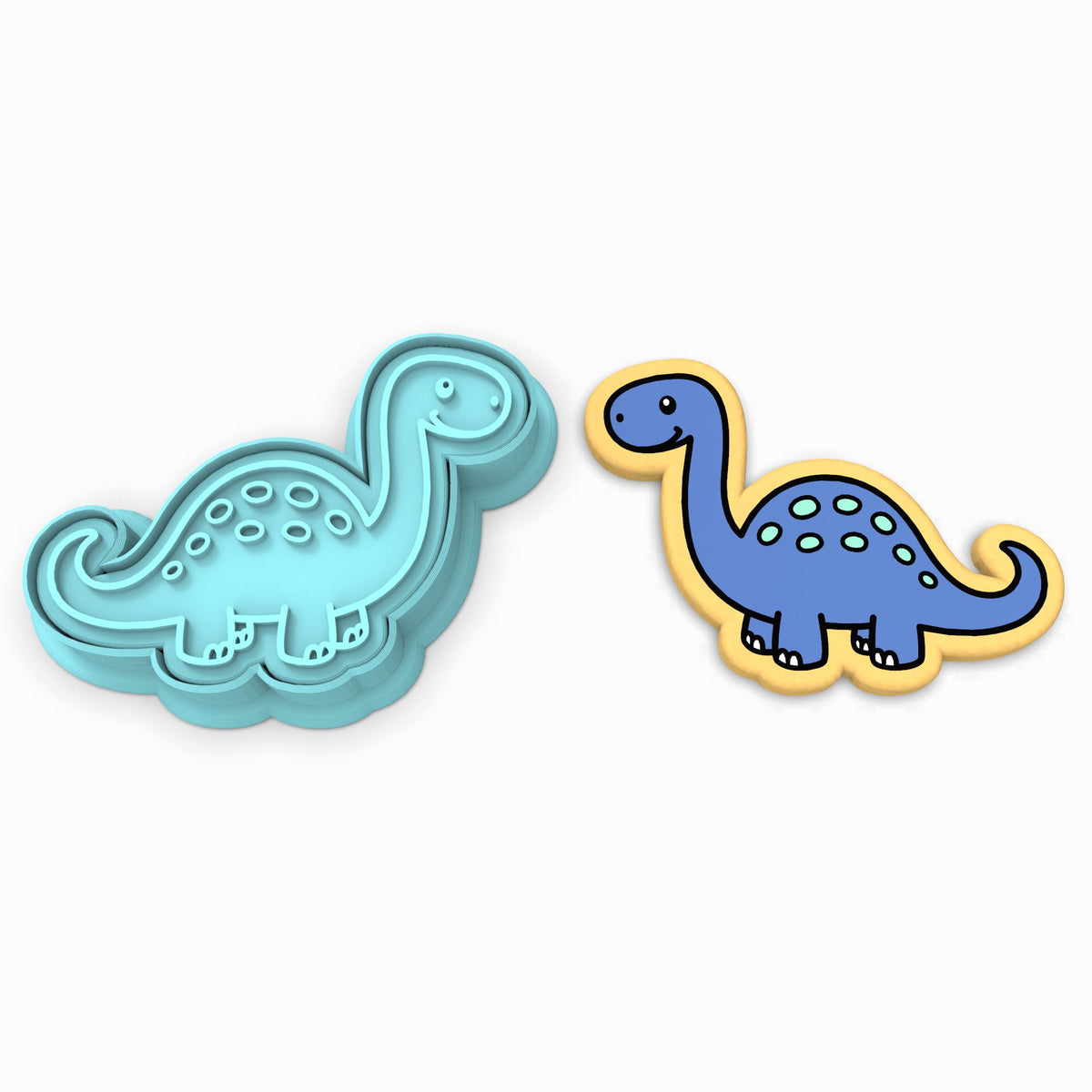 Brontosaurus Dinosaur Cute Cookie Cutter | Stamp | Stencil #1