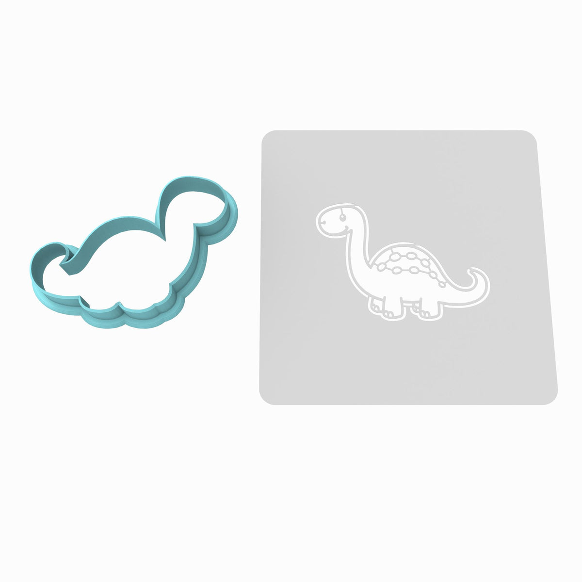 Brontosaurus Dinosaur Cute Cookie Cutter | Stamp | Stencil #1