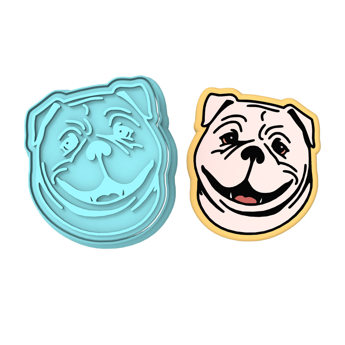 Bulldog Dog Breed Cookie Cutter | Stamp | Stencil #1 Animals & Dinosaurs Cookie Cutter Lady MINI - 2 Inches (5cm) **BUNDLE** Cutter + Stamp 