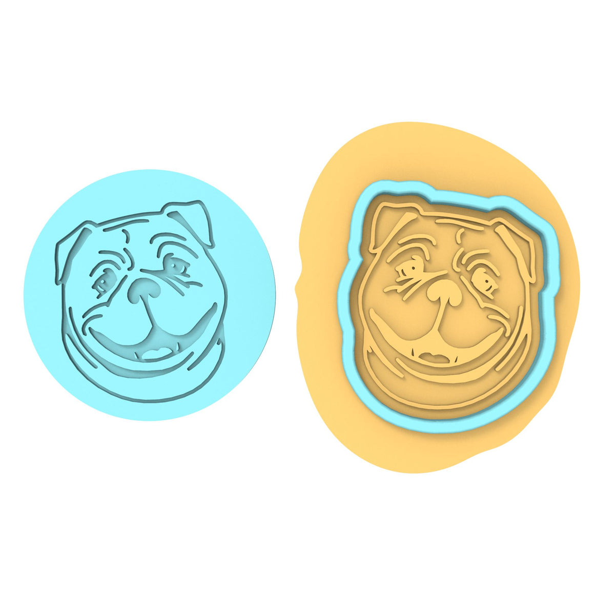 Bulldog Dog Breed Cookie Cutter | Stamp | Stencil #1 Animals & Dinosaurs Cookie Cutter Lady MINI - 2 Inches (5cm) **BUNDLE** Cutter + Debosser 