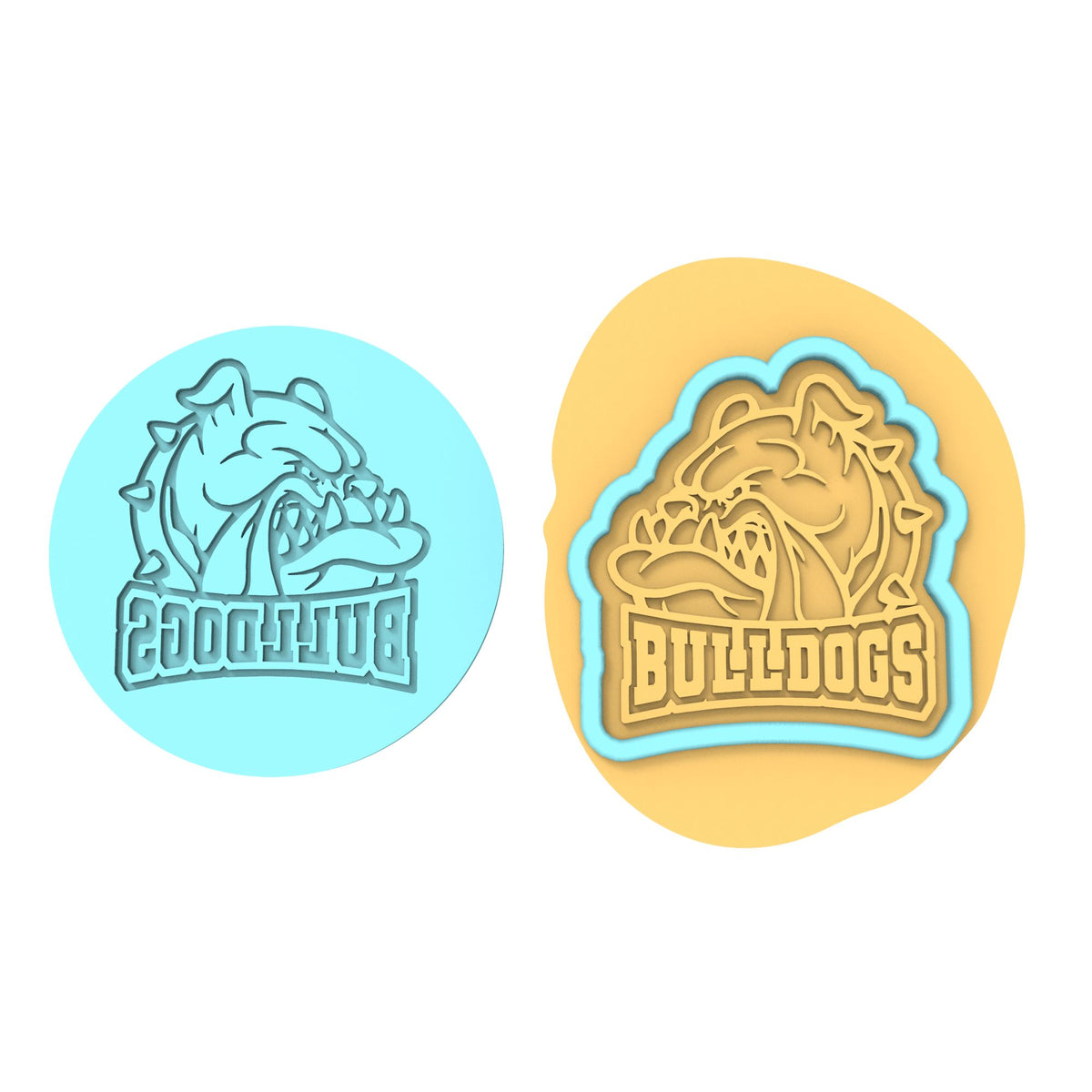 Bulldog Face Words Cookie Cutter | Stamp | Stencil #1 Animals & Dinosaurs Cookie Cutter Lady MINI - 2 Inches (5cm) **BUNDLE** Cutter + Debosser 