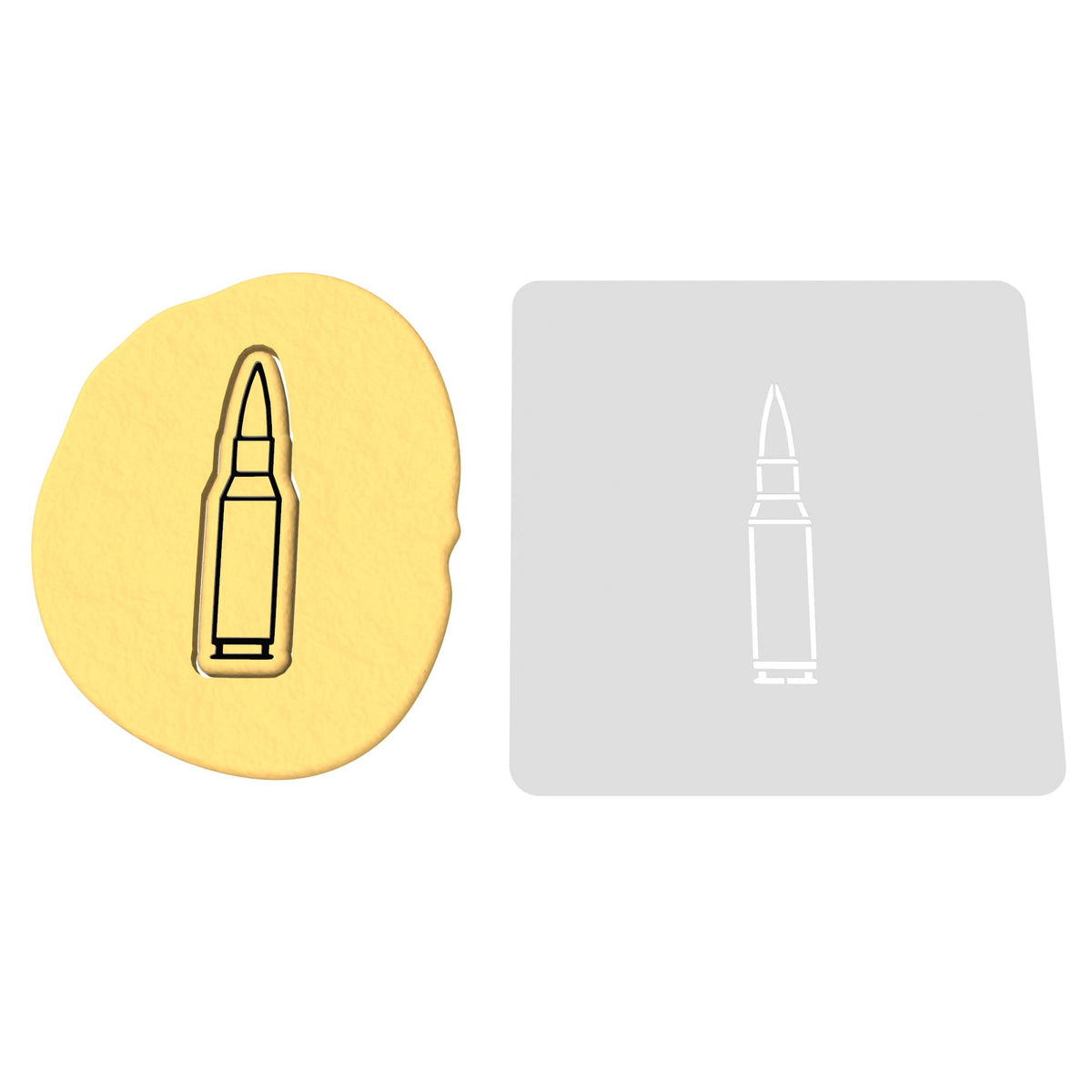 Bullet Cookie Cutter | Stamp | Stencil #1 Boys/ Army / Outdoorsman Cookie Cutter Lady 2 Inch Small Cupcake Stamp Only Yes