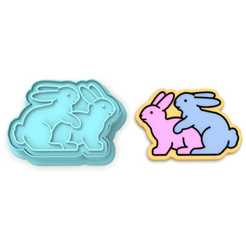 Bunnies Humping Cookie Cutter | Stamp | Stencil #1