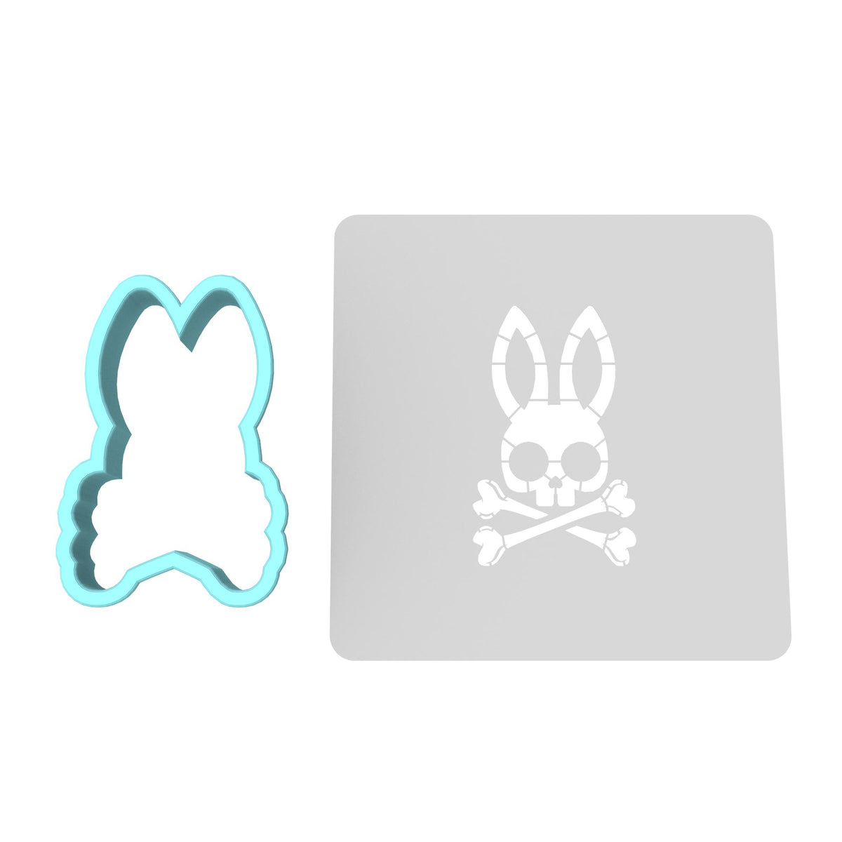 Bunny Bones Criss Cross Cookie Cutter | Stamp | Stencil #1 Animals & Dinosaurs Cookie Cutter Lady MINI - 2 Inches (5cm) **BUNDLE** Cutter + Stencil 