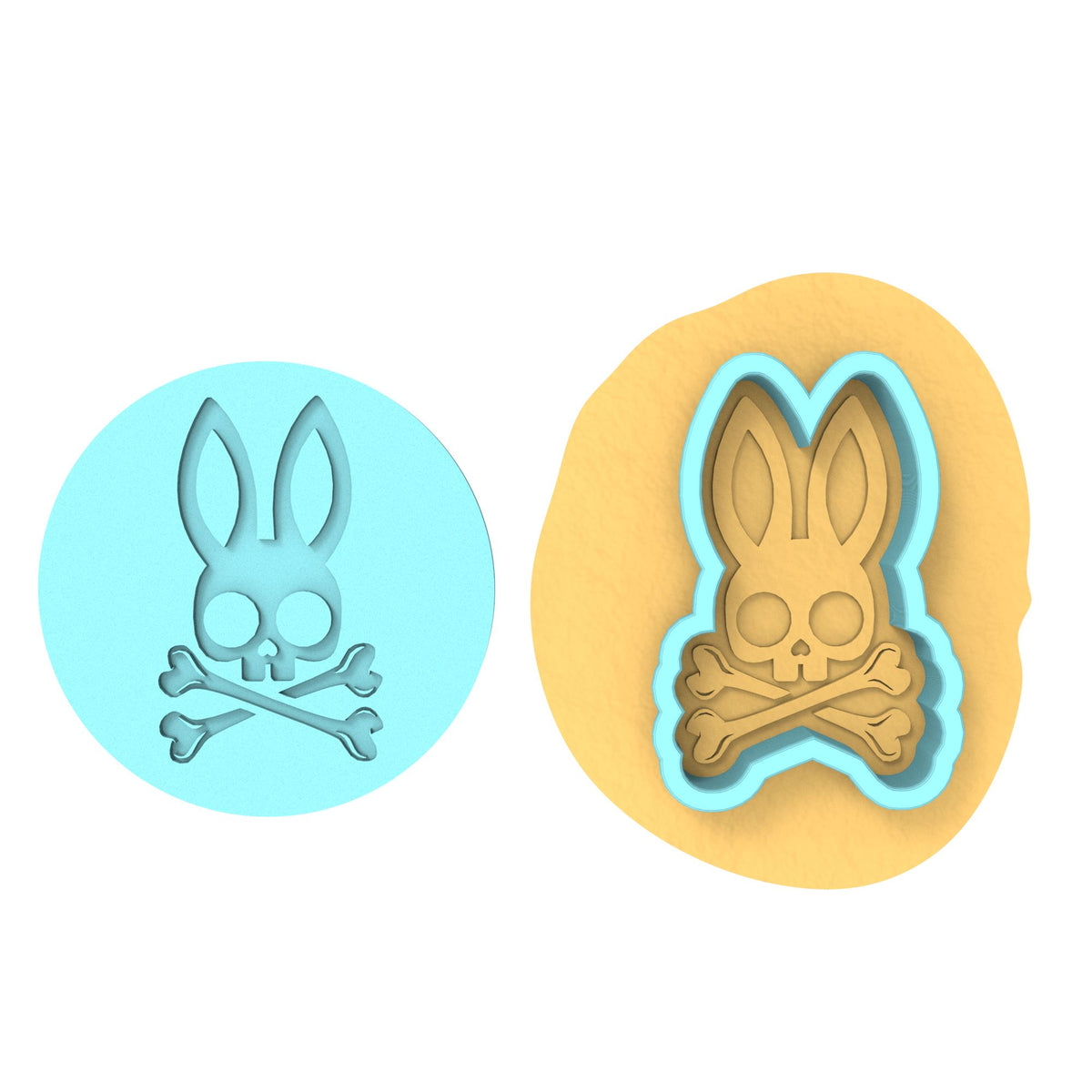 Bunny Bones Criss Cross Cookie Cutter | Stamp | Stencil #1 Animals & Dinosaurs Cookie Cutter Lady MINI - 2 Inches (5cm) **BUNDLE** Cutter + Debosser 