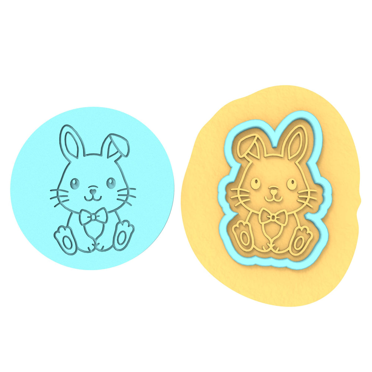 Bunny Boy Cookie Cutter | Stamp | Stencil #2 Animals & Dinosaurs Cookie Cutter Lady MINI - 2 Inches (5cm) **BUNDLE** Cutter + Debosser 