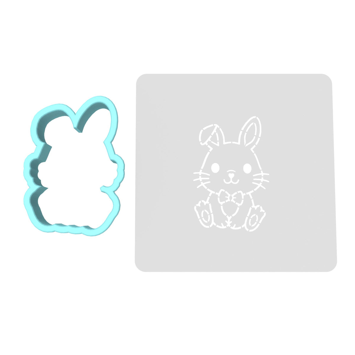 Bunny Boy Cookie Cutter | Stamp | Stencil #2 Animals & Dinosaurs Cookie Cutter Lady MINI - 2 Inches (5cm) **BUNDLE** Cutter + Stencil 