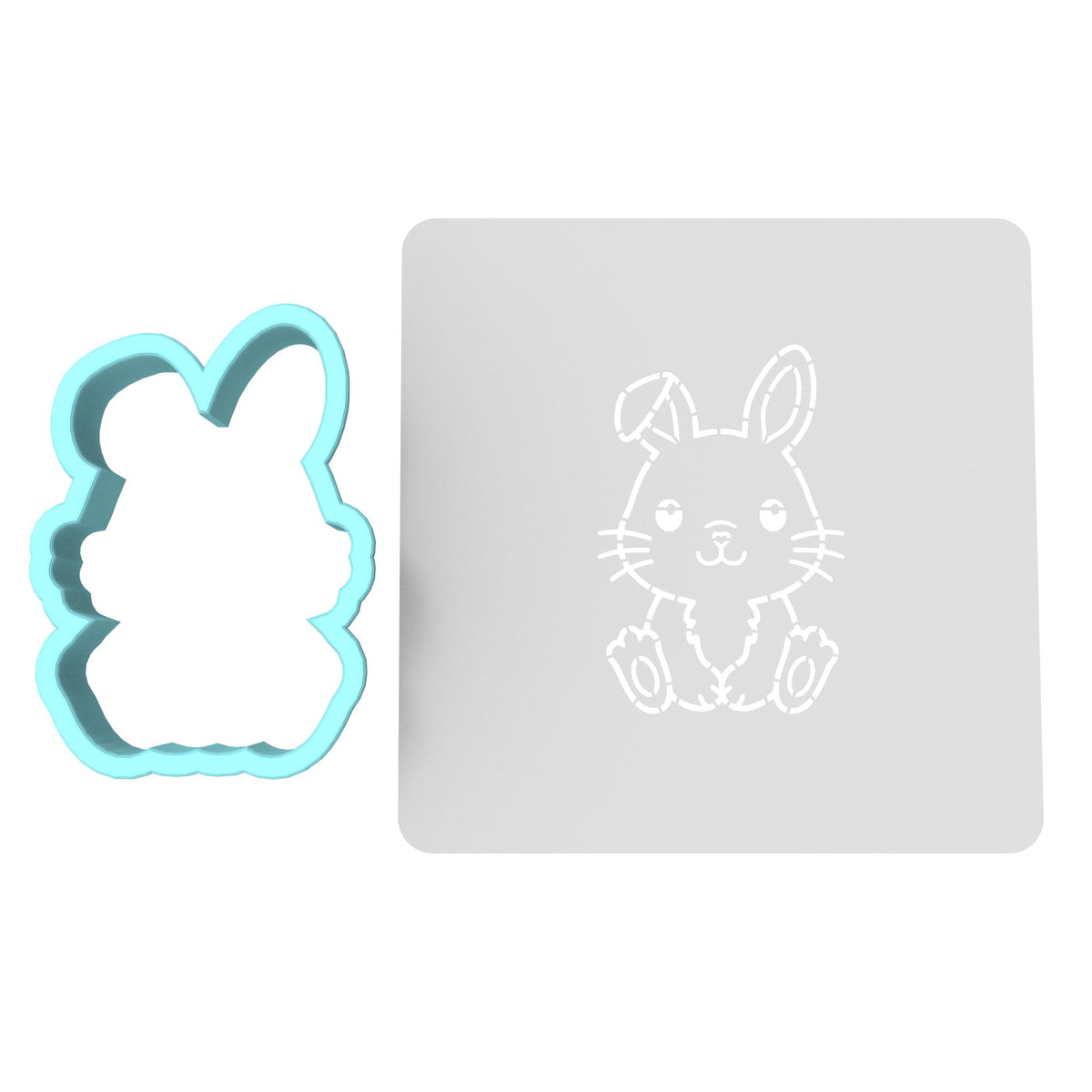 Bunny Cookie Cutter | Stamp | Stencil #B Animals & Dinosaurs Cookie Cutter Lady MINI - 2 Inches (5cm) **BUNDLE** Cutter + Stencil 