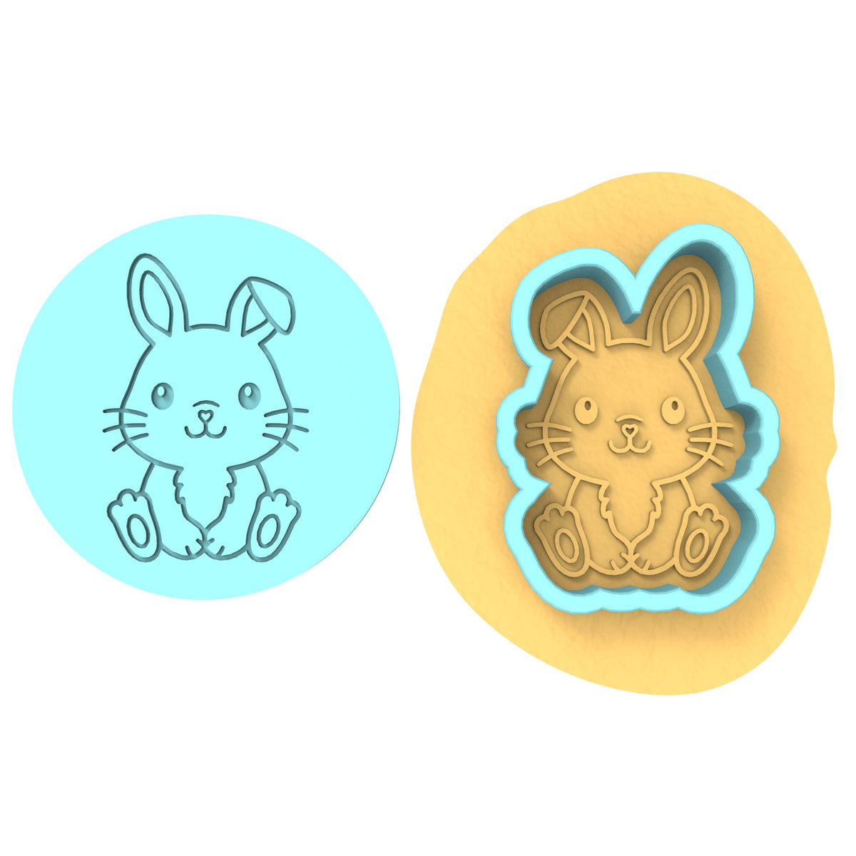 Bunny Cookie Cutter | Stamp | Stencil #B Animals & Dinosaurs Cookie Cutter Lady MINI - 2 Inches (5cm) **BUNDLE** Cutter + Debosser 