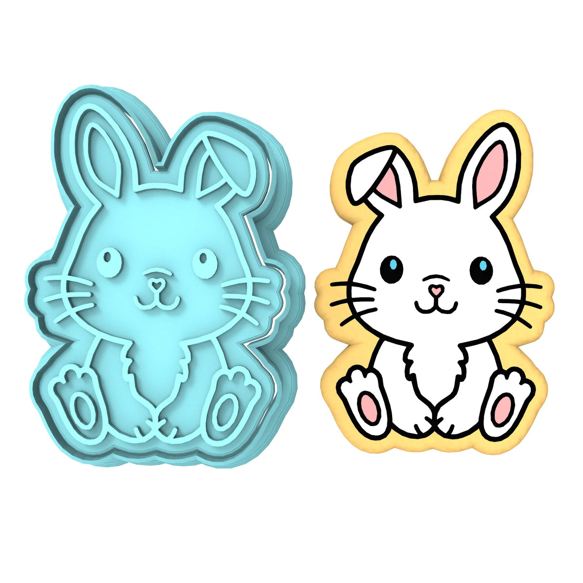 Bunny Cookie Cutter | Stamp | Stencil #B Animals & Dinosaurs Cookie Cutter Lady MINI - 2 Inches (5cm) **BUNDLE** Cutter + Stamp 
