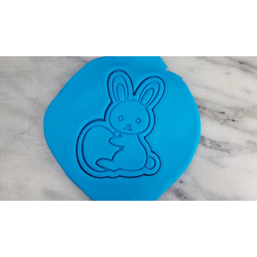 Bunny Holding an Egg Cookie Cutter  Stamp & Outline #1