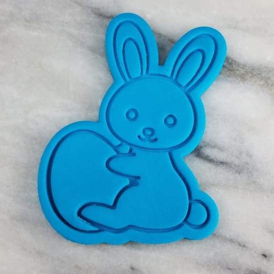 Bunny Holding an Egg Cookie Cutter  Stamp & Outline #1