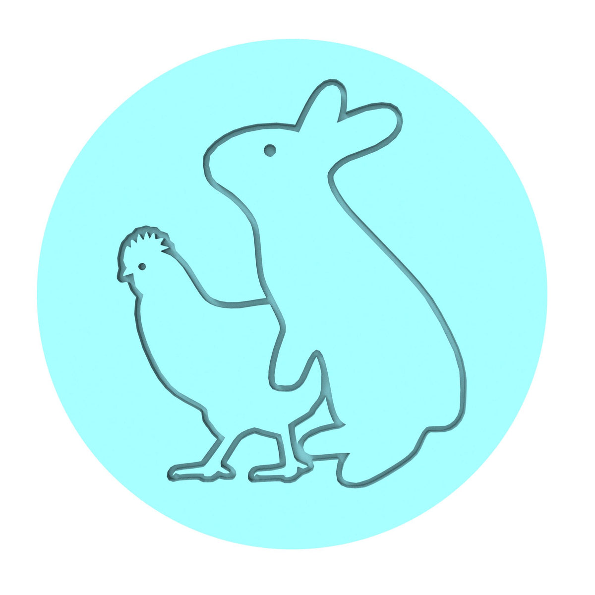 Bunny Humping Chicken Cookie Cutter | Stamp | Stencil #1 Animals & Dinosaurs Cookie Cutter Lady MINI - 2 Inches (5cm) Debosser ONLY 