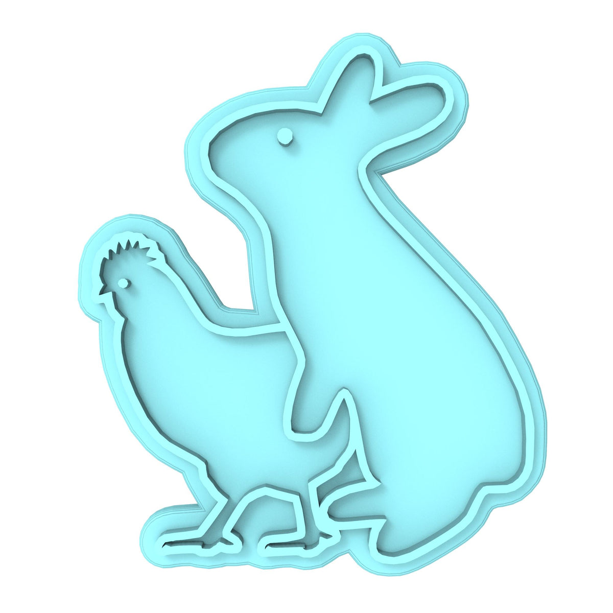 Bunny Humping Chicken Cookie Cutter | Stamp | Stencil #1 Animals & Dinosaurs Cookie Cutter Lady MINI - 2 Inches (5cm) Stamp ONLY 