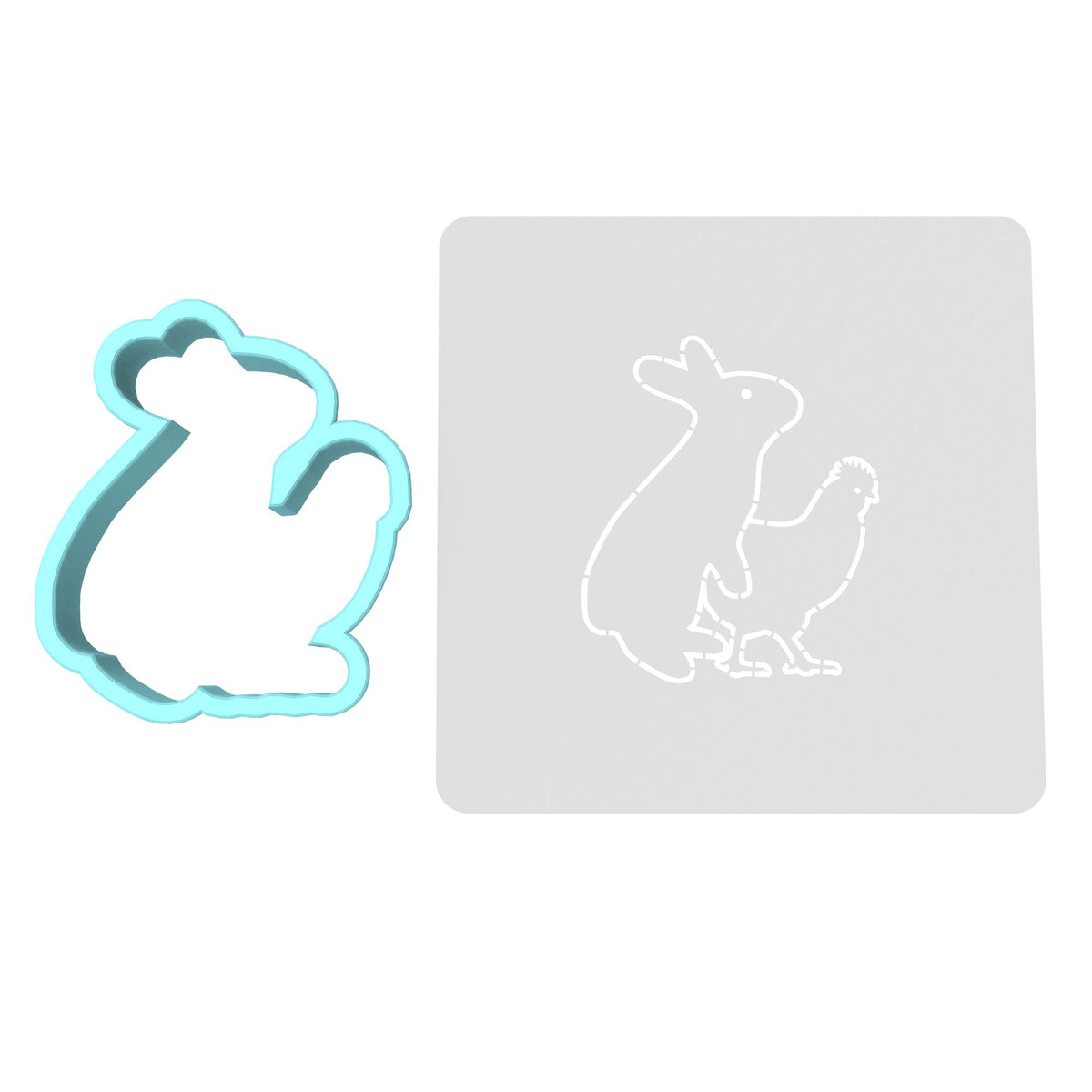 Bunny Humping Chicken Cookie Cutter | Stamp | Stencil #1 Animals & Dinosaurs Cookie Cutter Lady MINI - 2 Inches (5cm) **BUNDLE** Cutter + Stencil 