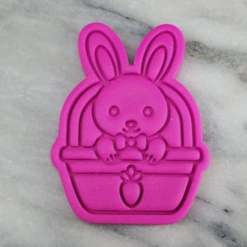 Bunny in a Basket Cookie Cutter  Stamp & Outline #1