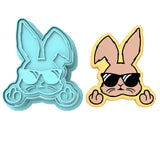 Bunny Middle Fingers Cookie Cutter | Stamp | Stencil #1 Animals & Dinosaurs Cookie Cutter Lady MINI - 2 Inches (5cm) **BUNDLE** Cutter + Stamp 