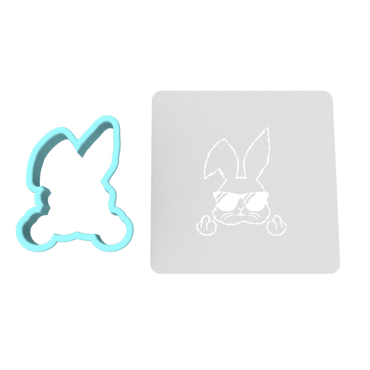Bunny Middle Fingers Cookie Cutter | Stamp | Stencil #1 Animals & Dinosaurs Cookie Cutter Lady MINI - 2 Inches (5cm) **BUNDLE** Cutter + Stencil 