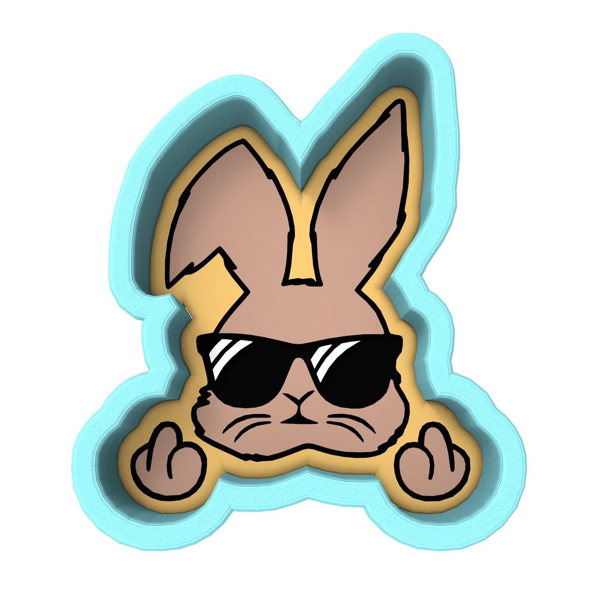Bunny Middle Fingers Cookie Cutter | Stamp | Stencil #1 Animals & Dinosaurs Cookie Cutter Lady 