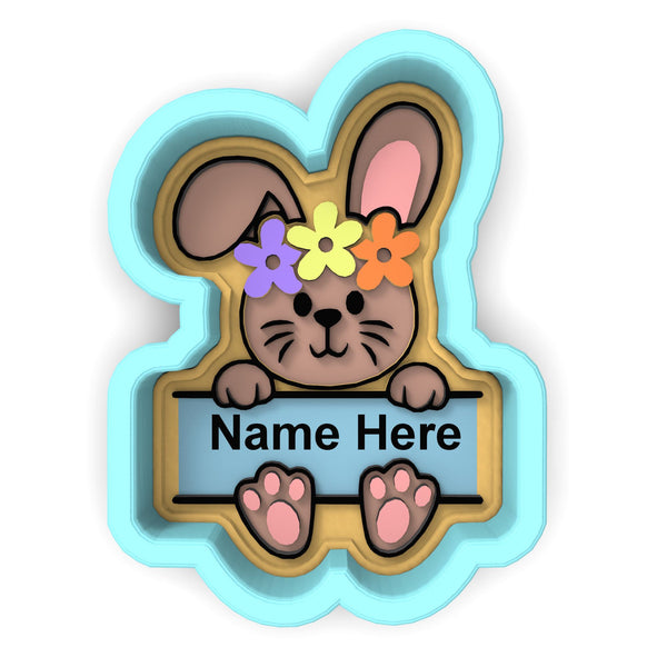 Bunny Name Plaque Girl Cookie Cutter | Stamp | Stencil #1