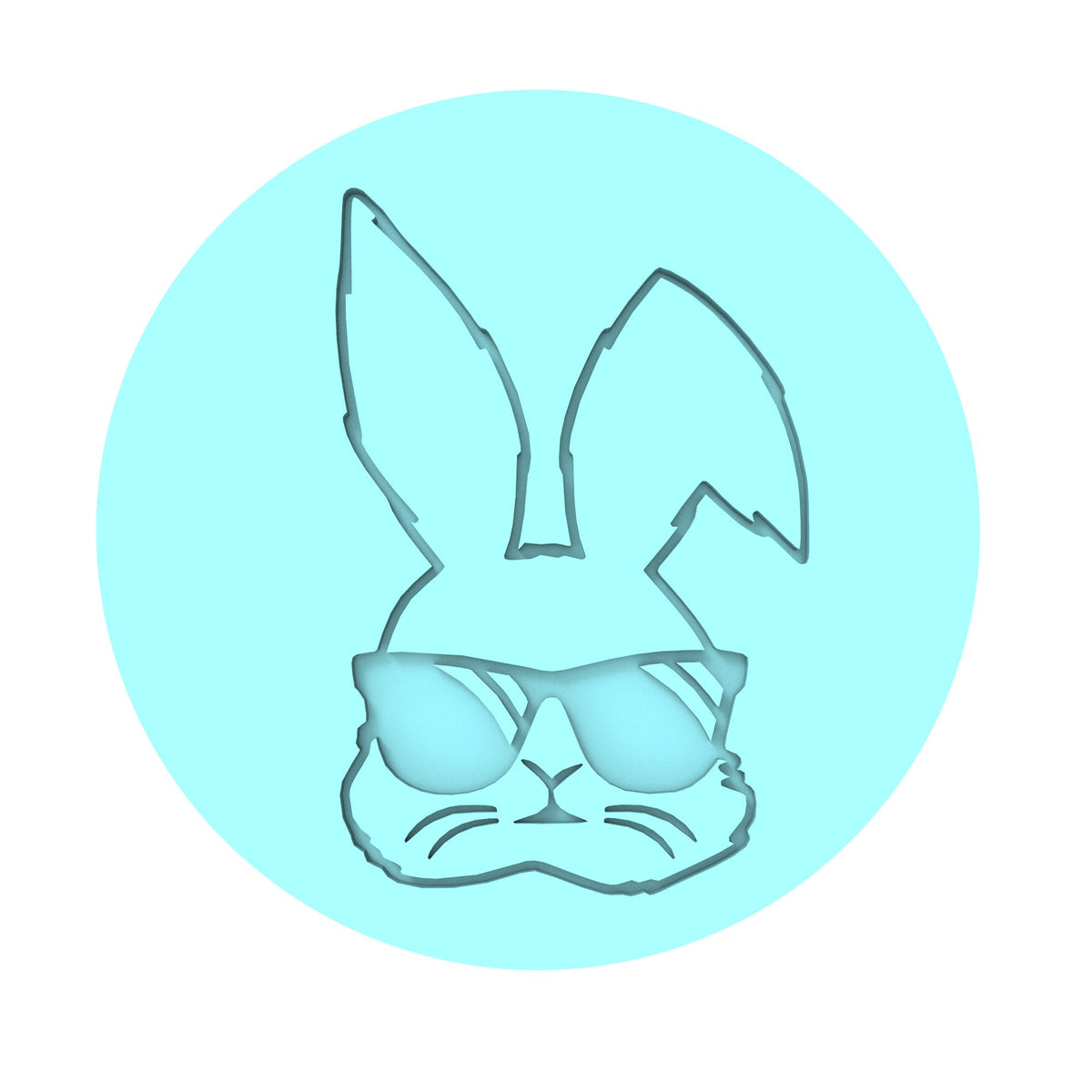 Bunny Sunglasses Cookie Cutter | Stamp | Stencil #1 Animals & Dinosaurs Cookie Cutter Lady MINI - 2 Inches (5cm) Debosser ONLY 