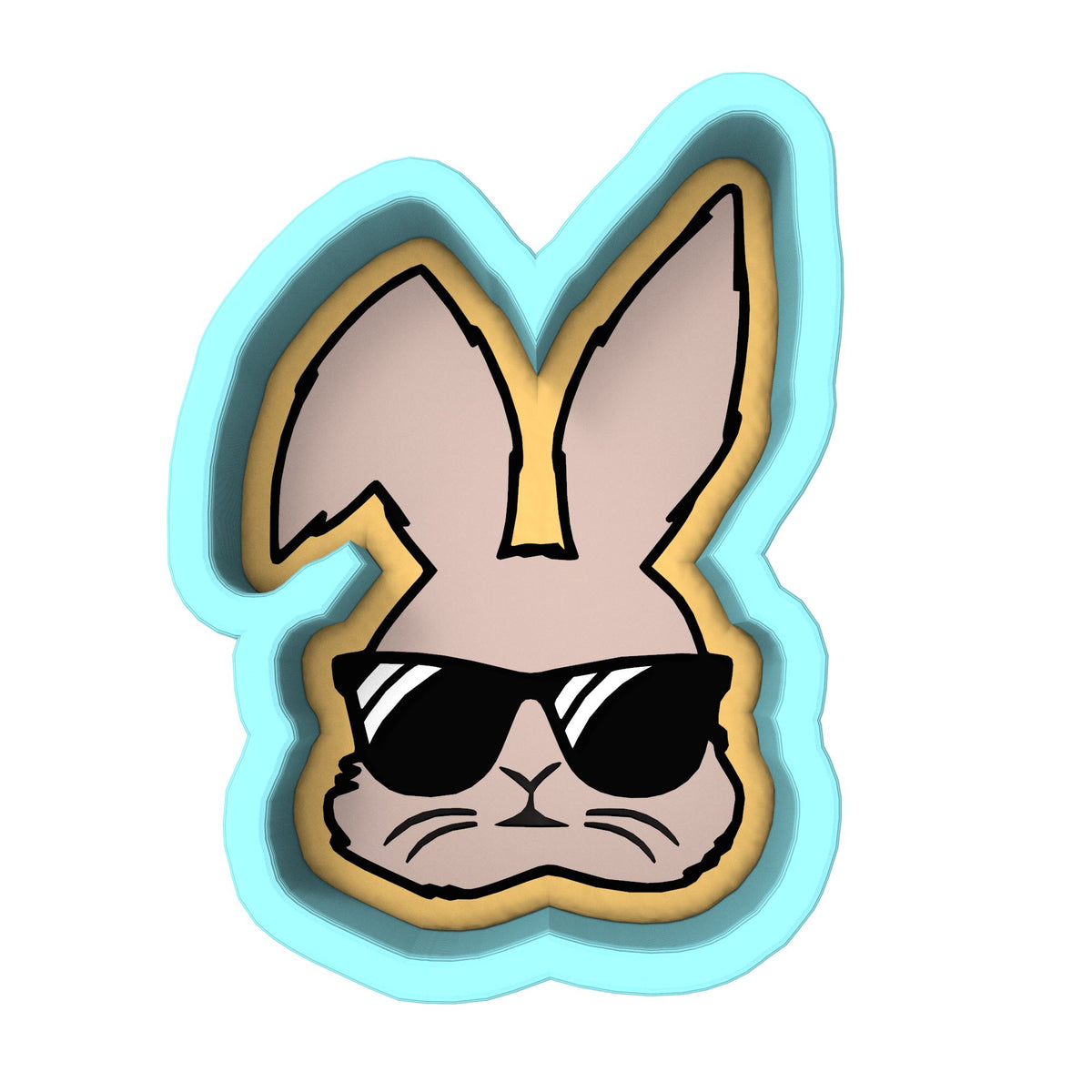 Bunny Sunglasses Cookie Cutter | Stamp | Stencil #1 Animals & Dinosaurs Cookie Cutter Lady 