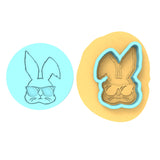 Bunny Sunglasses Cookie Cutter | Stamp | Stencil #1 Animals & Dinosaurs Cookie Cutter Lady MINI - 2 Inches (5cm) **BUNDLE** Cutter + Debosser 