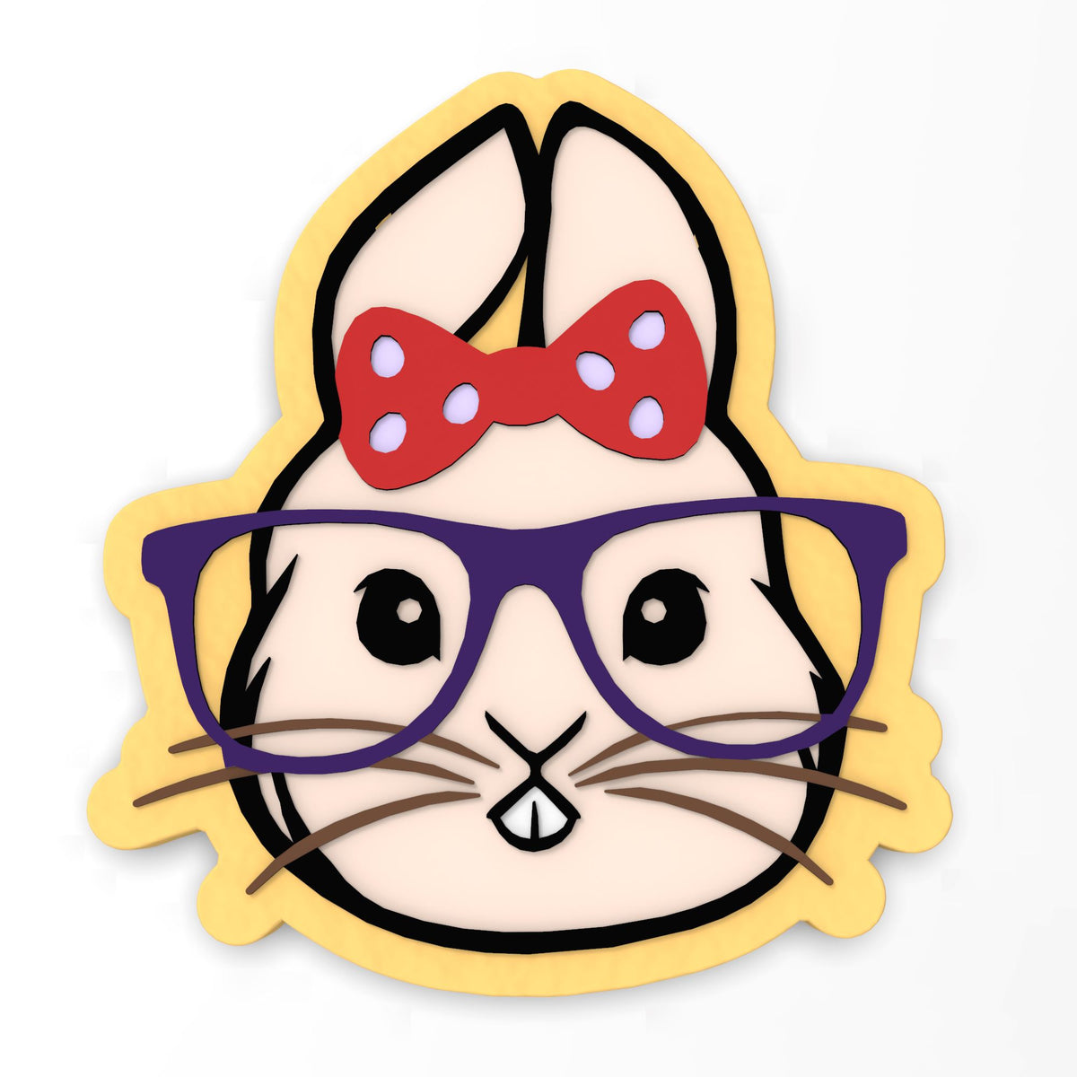 Bunny with Bow and Glasses Cookie Cutter | Stamp | Stencil #1