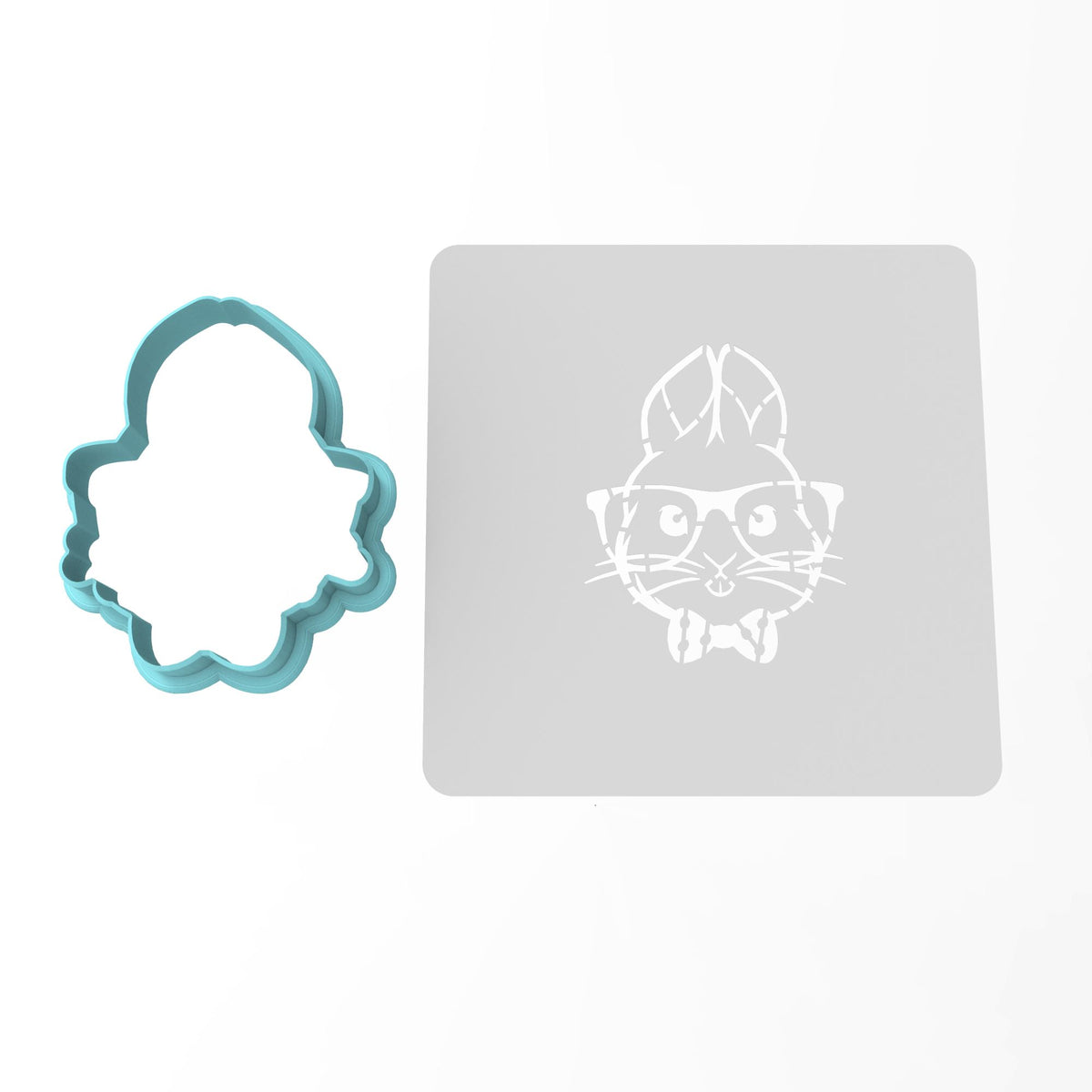 Bunny with Glasses and Bowtie Cookie Cutter | Stamp | Stencil #1