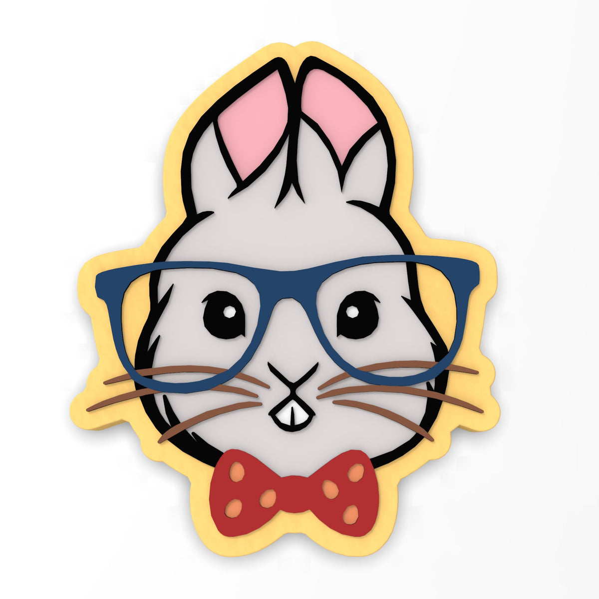 Bunny with Glasses and Bowtie Cookie Cutter | Stamp | Stencil #1
