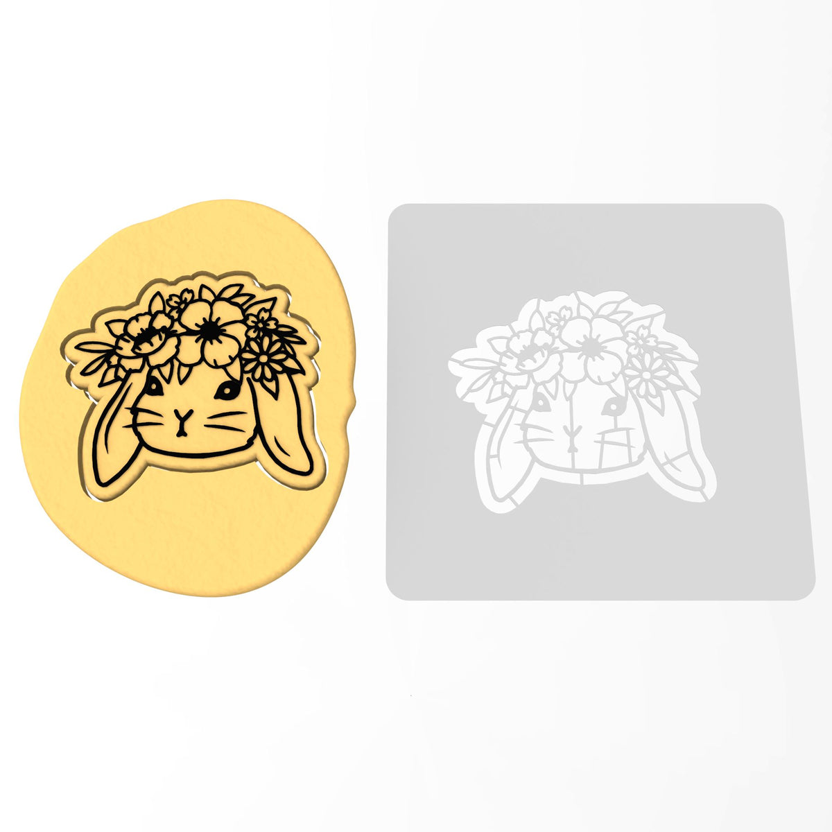 Bunny with Headpiece Cookie Cutter | Stamp | Stencil #1