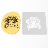 Bunny with Headpiece Cookie Cutter | Stamp | Stencil #1
