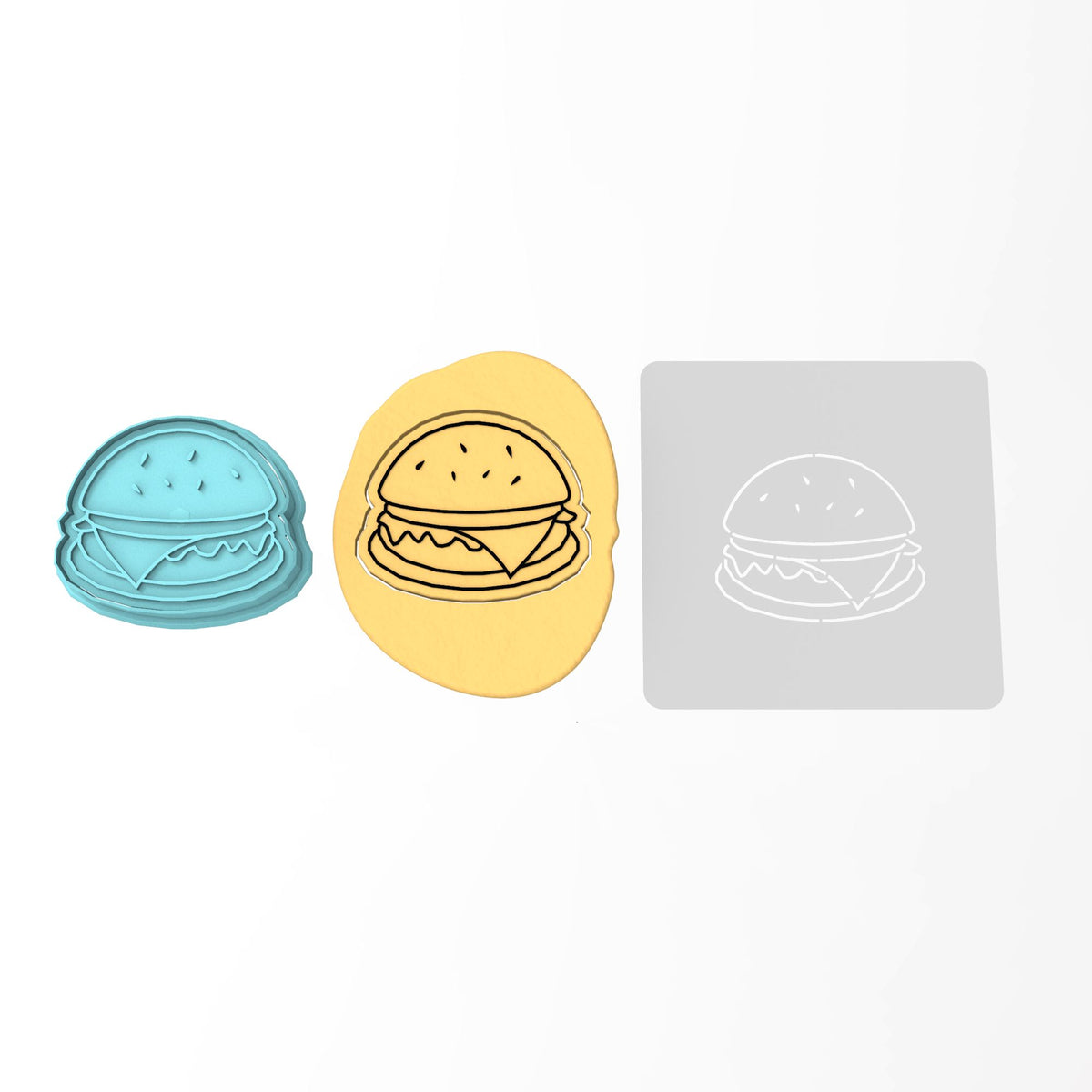 Burger Cookie Cutter | Stamp | Stencil #1