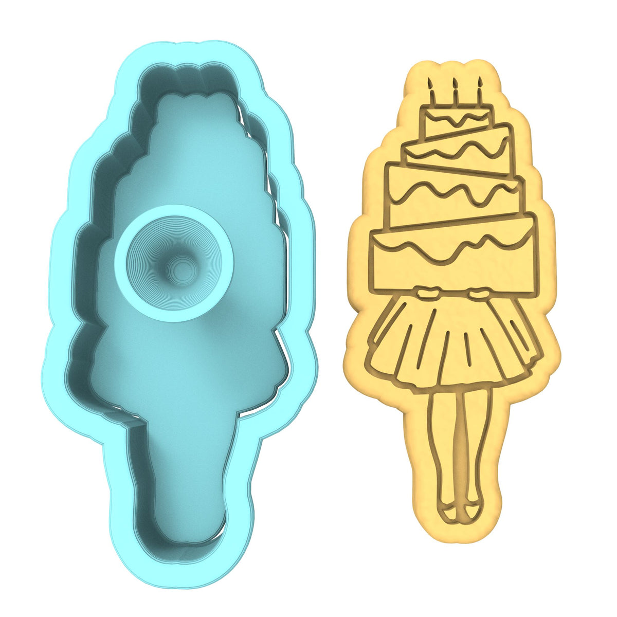 Cake Girl Cookie Cutter | Stamp | Stencil #1