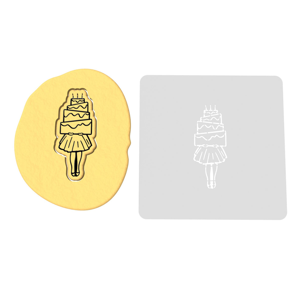 Cake Girl Cookie Cutter | Stamp | Stencil #1