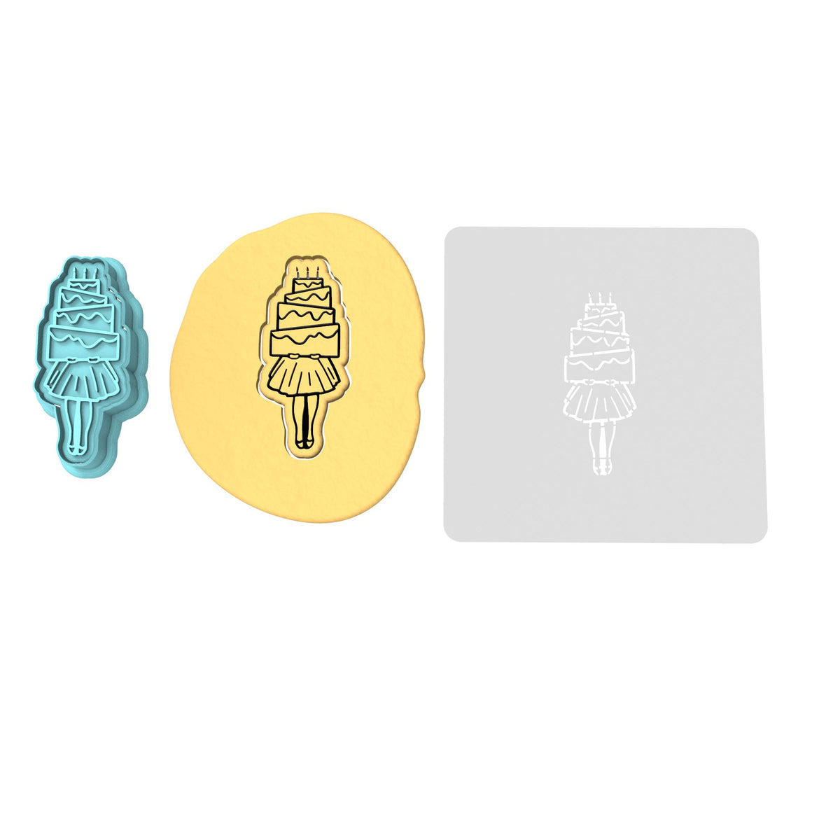 Cake Girl Cookie Cutter | Stamp | Stencil #1