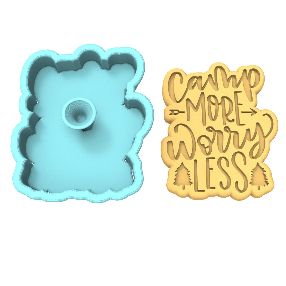 Camp More Worry Less Cookie Cutter | Stamp | Stencil #1 Boys/ Army / Outdoorsman Cookie Cutter Lady 