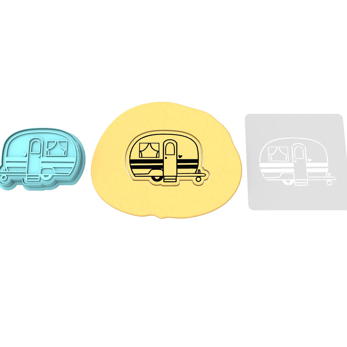 Camper Cookie Cutter | Stamp | Stencil #2 Boys/ Army / Outdoorsman Cookie Cutter Lady 2 Inch Small Cupcake Cutter + Stamp Yes
