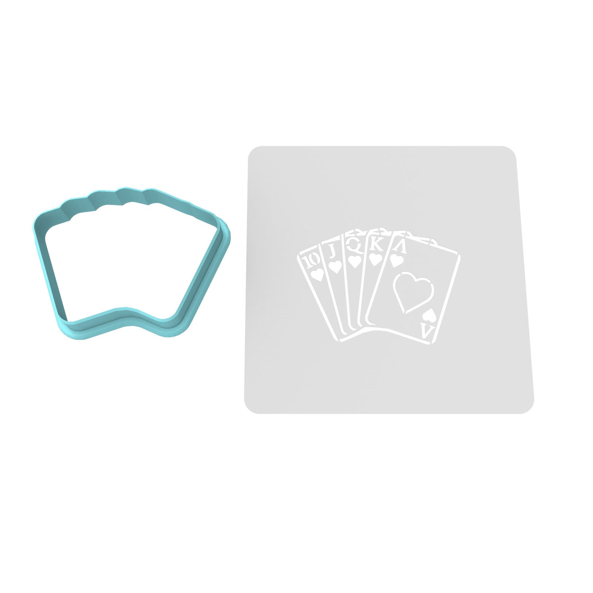 Cards Royal Flush Hearts Cookie Cutter | Stamp | Stencil #1