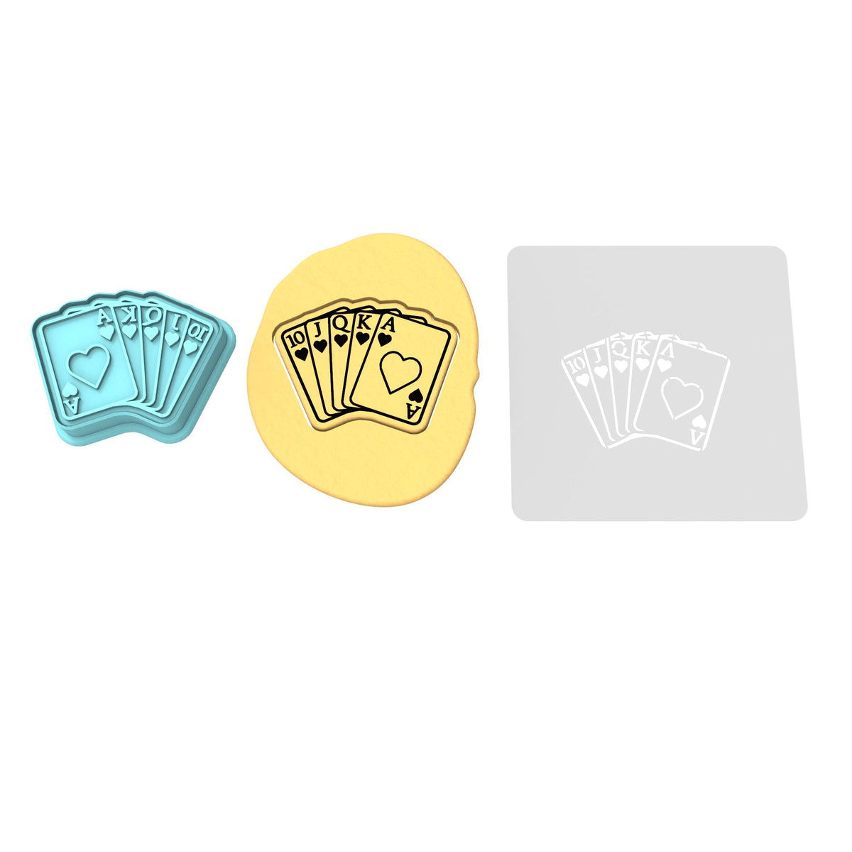 Cards Royal Flush Hearts Cookie Cutter | Stamp | Stencil #1