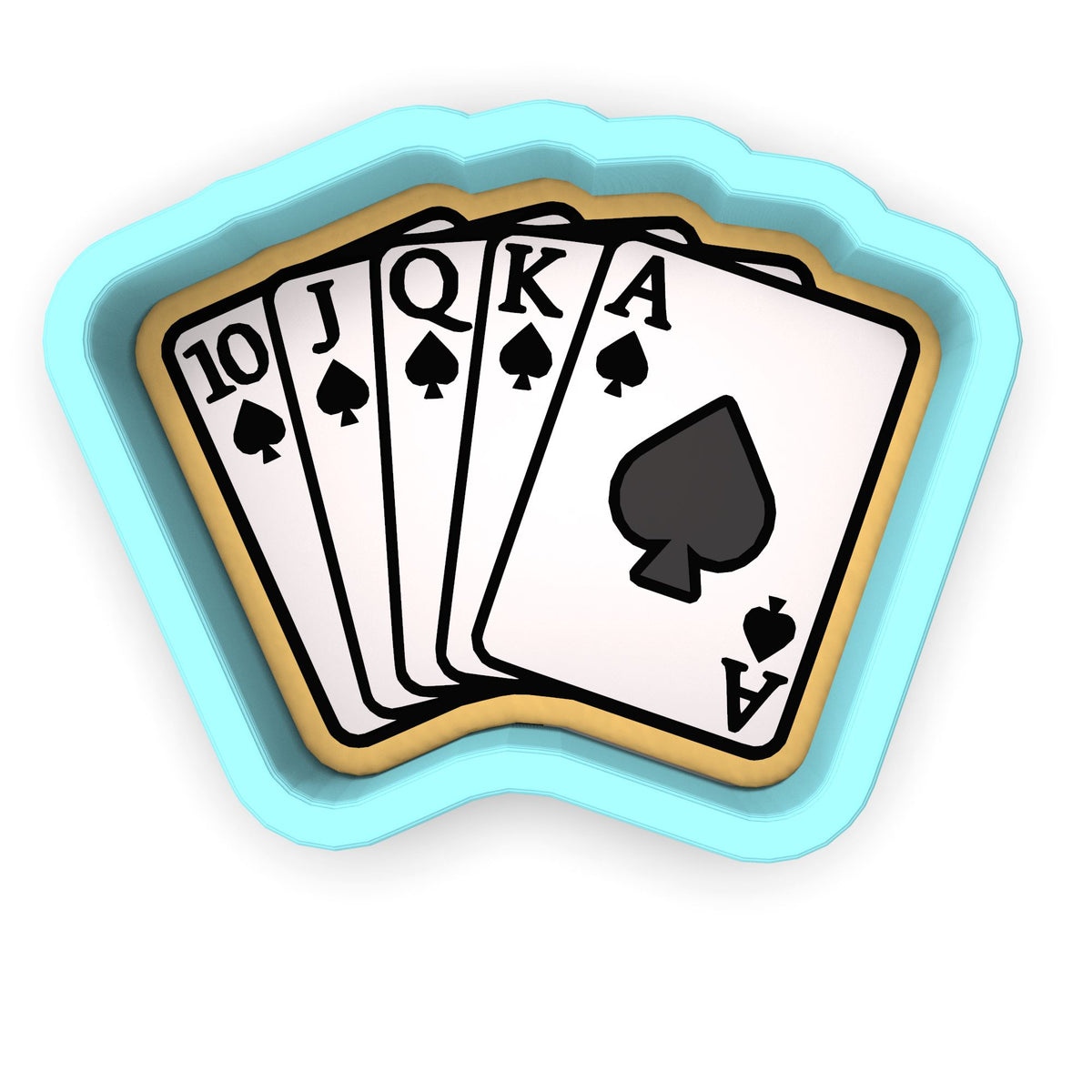 Cards Royal Flush Spades Cookie Cutter | Stamp | Stencil #1